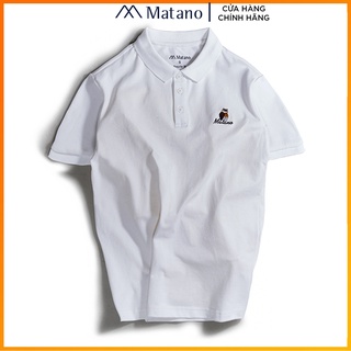 Áo thun polo nam cá sấu trắng MATANO - Áo phông nam có cổ trụ bẻ, vải cotton cao cấp chính hãng, thêu họa tiết đẹp 027
