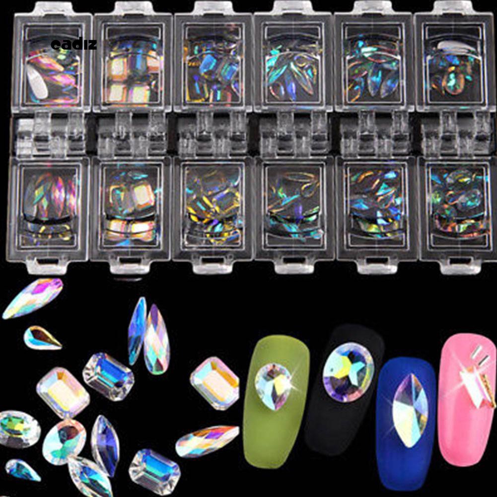 Set 12 hộp phụ kiện trang trí móng tay 3D làm móng nghệ thuật tiện dụng