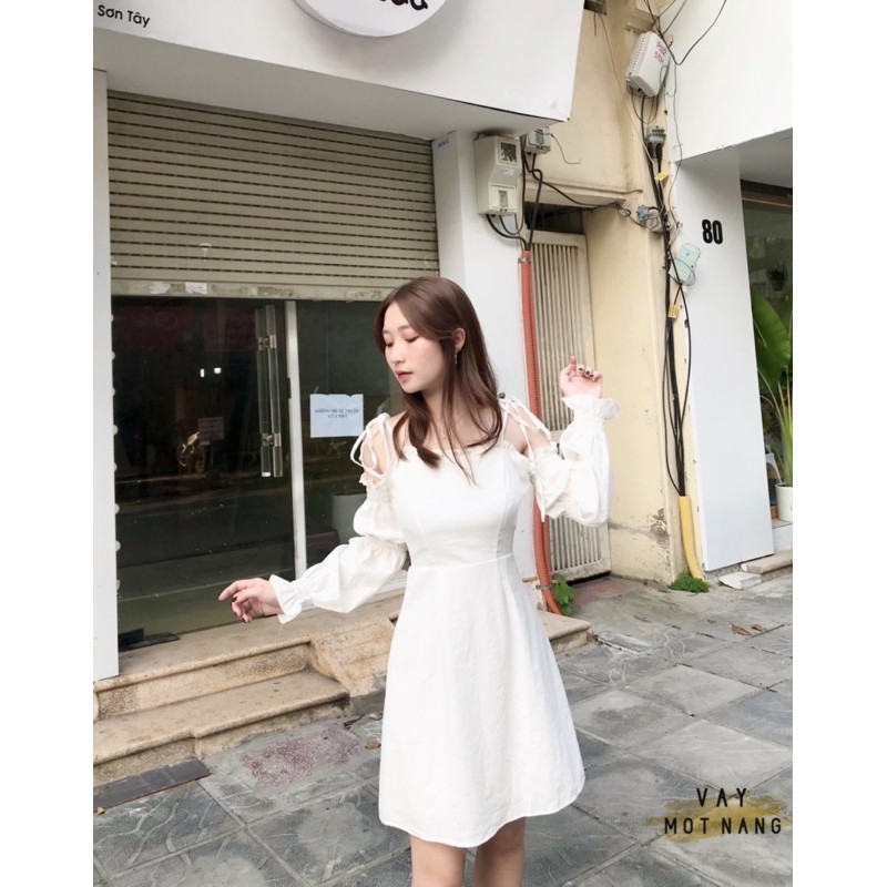 Váy Trễ vai thắt ngực tiểu thư