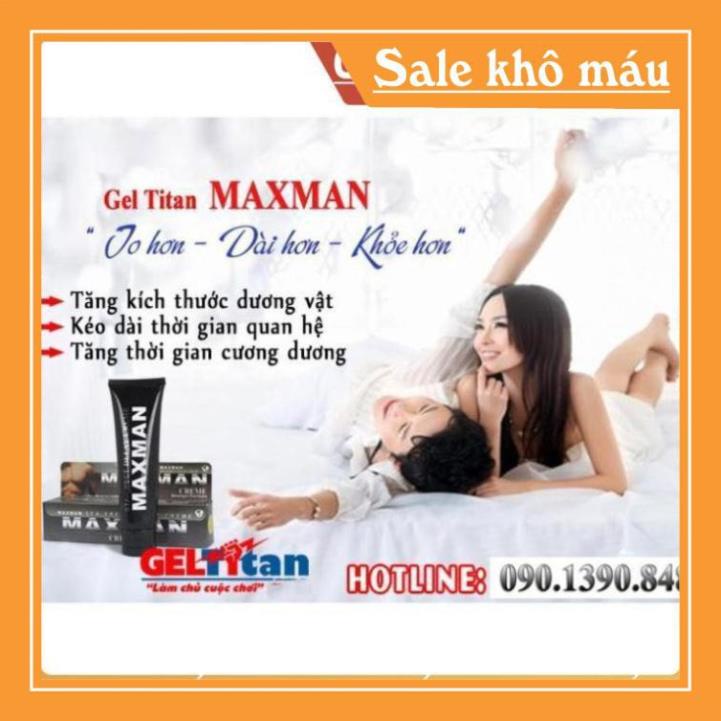 Gel Tăng Kích Thước Dương Vật MAXMAN - Dòng Gel TiTan Được Tin Dùng Nhất, An Toàn & Hiệu Quả Nhanh - Tuýp 60gr