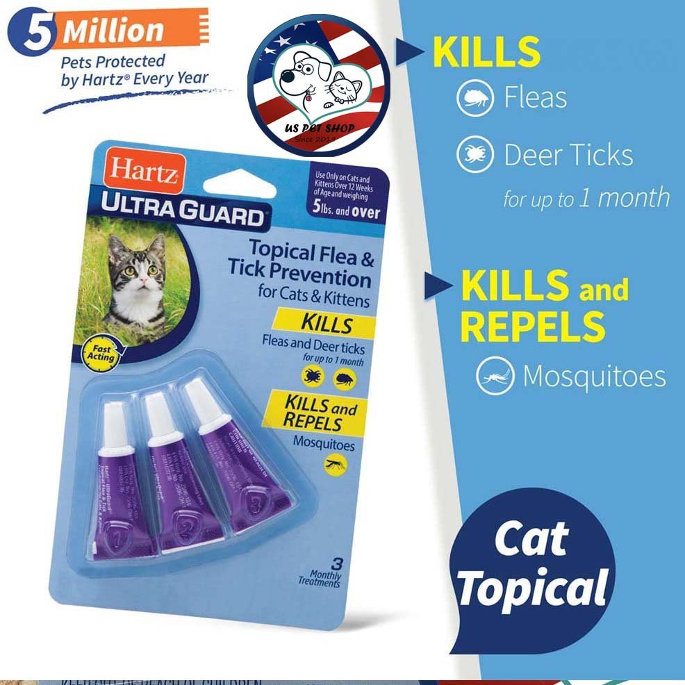 1 Tuýp nhỏ gáy tri ve bọ chét Hartz UltraGuard cho Mèo (Hàng USA)