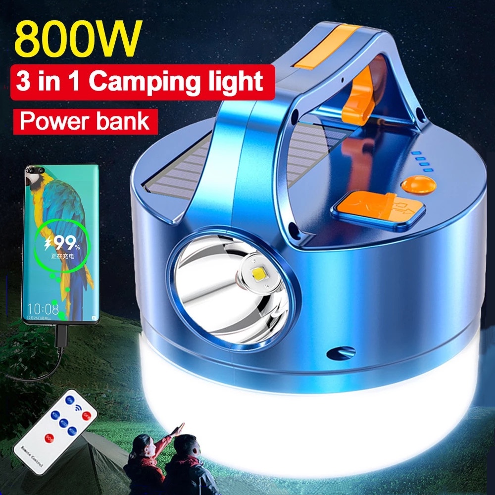 Đèn Led Năng Lượng Mặt Trời 800W Sạc USB Kèm Móc Treo Gọn Nhẹ 3 Chế Độ