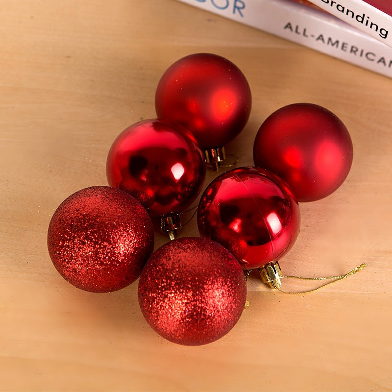 Set 6 trái châu trang trí Noel đủ màu đủ size