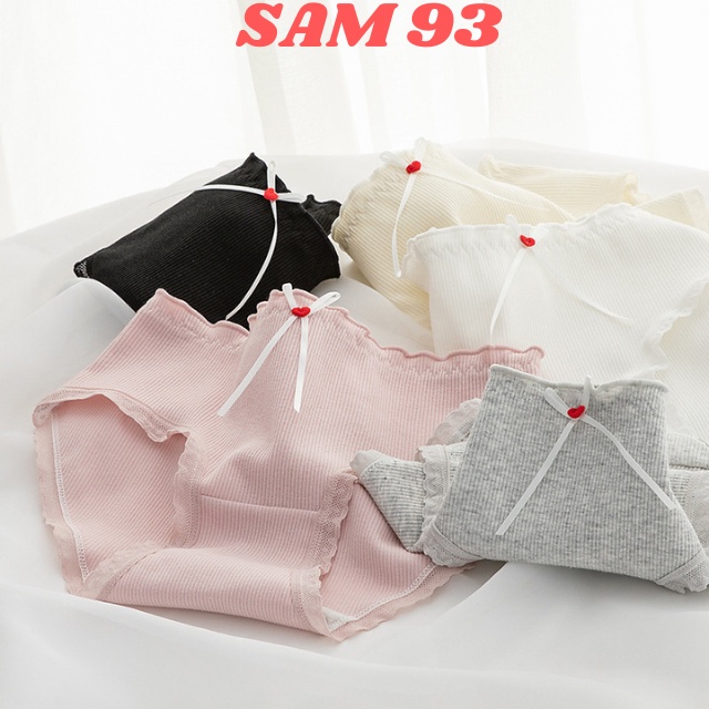 Quần Lót Cotton Nữ Gân Tăm Đính Nơ Cao Cấp Co Giãn 4 Chiều 💖FREESHIP💖	Quần Lót Nữ Kháng Khuẩn, Thông Hơi - SAM93 Q10