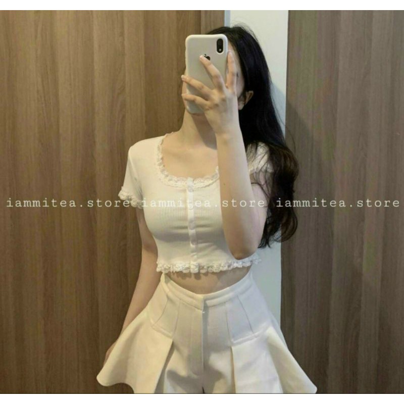 ÁO CROPTOP LỬNG NGẮN REN