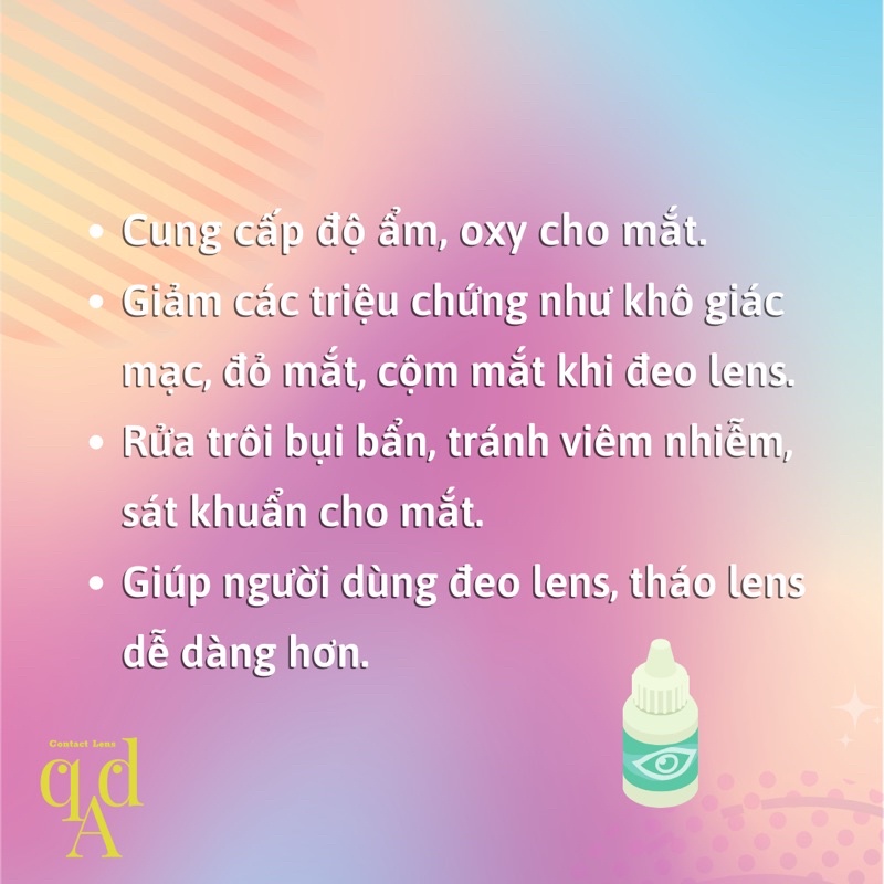 Nươc Ngâm / Nhỏ mắt Lens dành cho Kính áp tròng - Qadlenses - Rửa và làm sạch lens cho mắt cận loạn nhạy cảm không cận