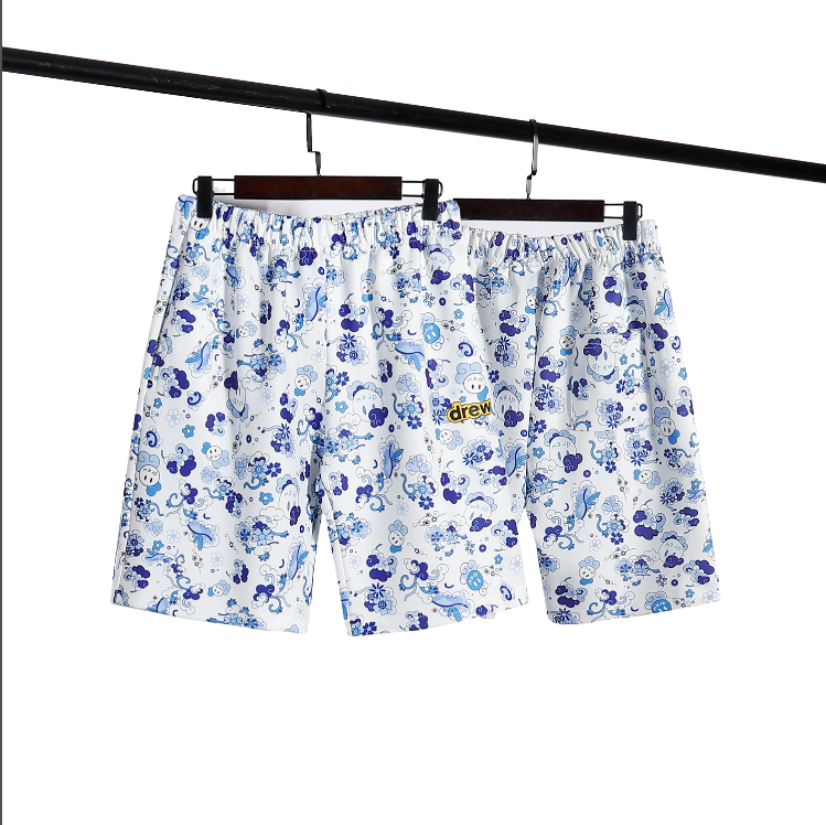 ❤ [Ready Stock] ❤ Dre&w House Justin Bieber Blue and white porcelain leisure Shorts Unisex