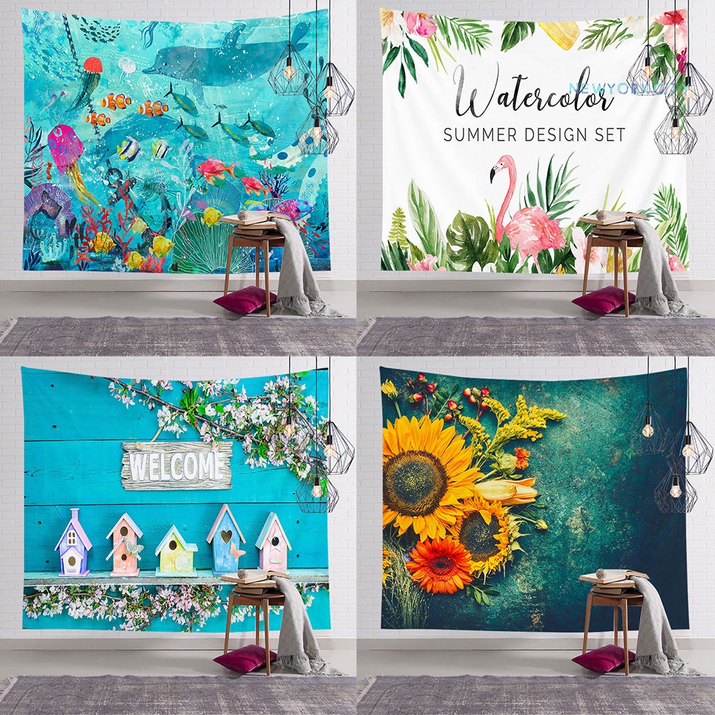 Thảm Treo Tường Trang Trí In Hình Cô Gái Và Động Vật Đáng Yêu Kích Thước 95x73 / 130x150cm