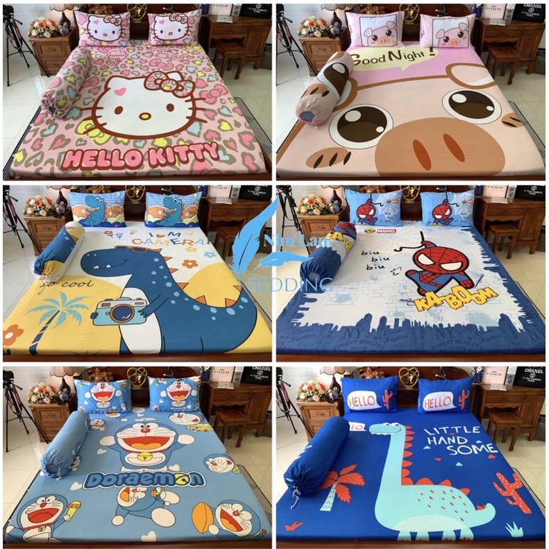 Bộ ga gối Cotton tici 5D tang kem vo om
