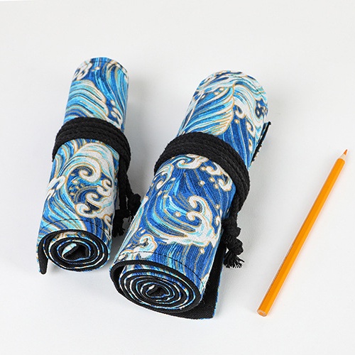 Túi Đựng Bút 24 36 48 72 Lỗ Bằng Cotton Lanh In Họa Tiết Phong Cách Nhật Bản