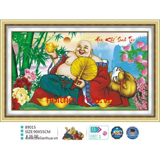 Tranh thêu chữ thập 3D Phật Di Lặc. Kích thước: 90x55cm