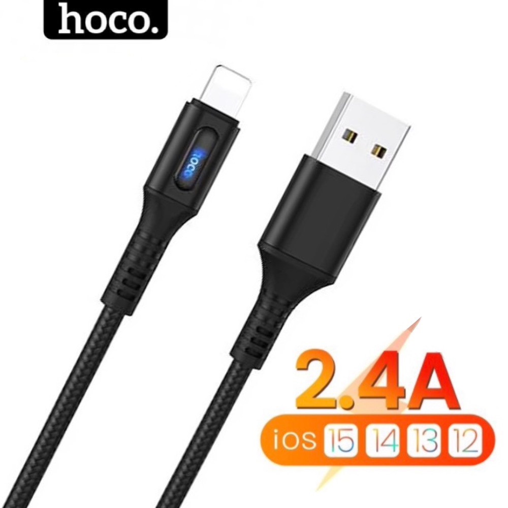 Dây sạc ip chính hãng Hoco dài 1m 2m 3m cáp bọc dù dùng cho 6 7 8 plus 11pro 12 13 ...