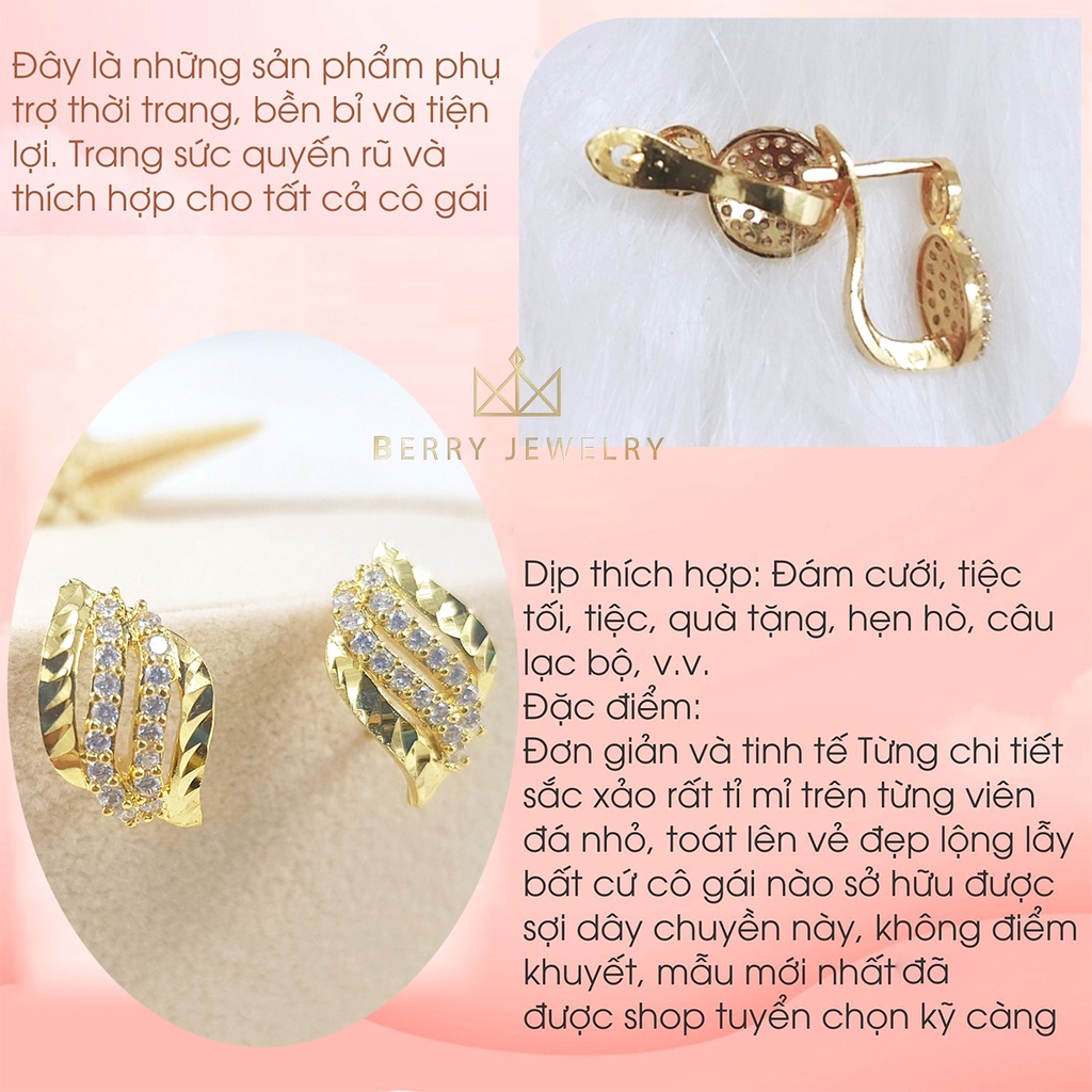 Bông Tai Nữ Dạng Bấm Bật Mạ Vàng Cao Cấp Mẫu Mới Lạ Bền Đẹp Sang B30VHT4