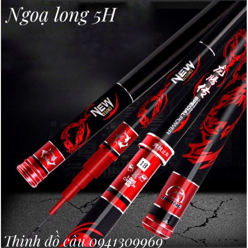 🔥Tặng ngọn phụ🔥Cần câu đơn, câu đài Ngoạ Long 5H cao cấp, kèm ngọn phụ và nhẫn