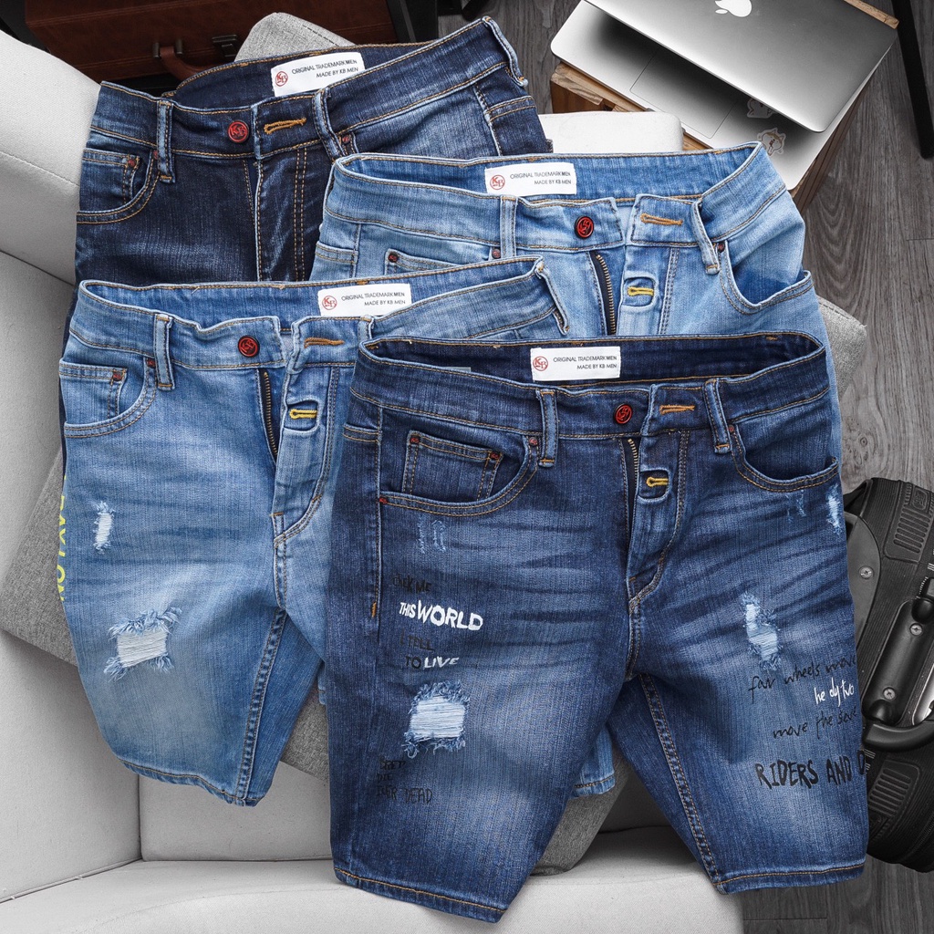Quần Short Jean Bò Nam co giãn nhiều mẫu trên gối VNXK cao cấp từ 50-105kg