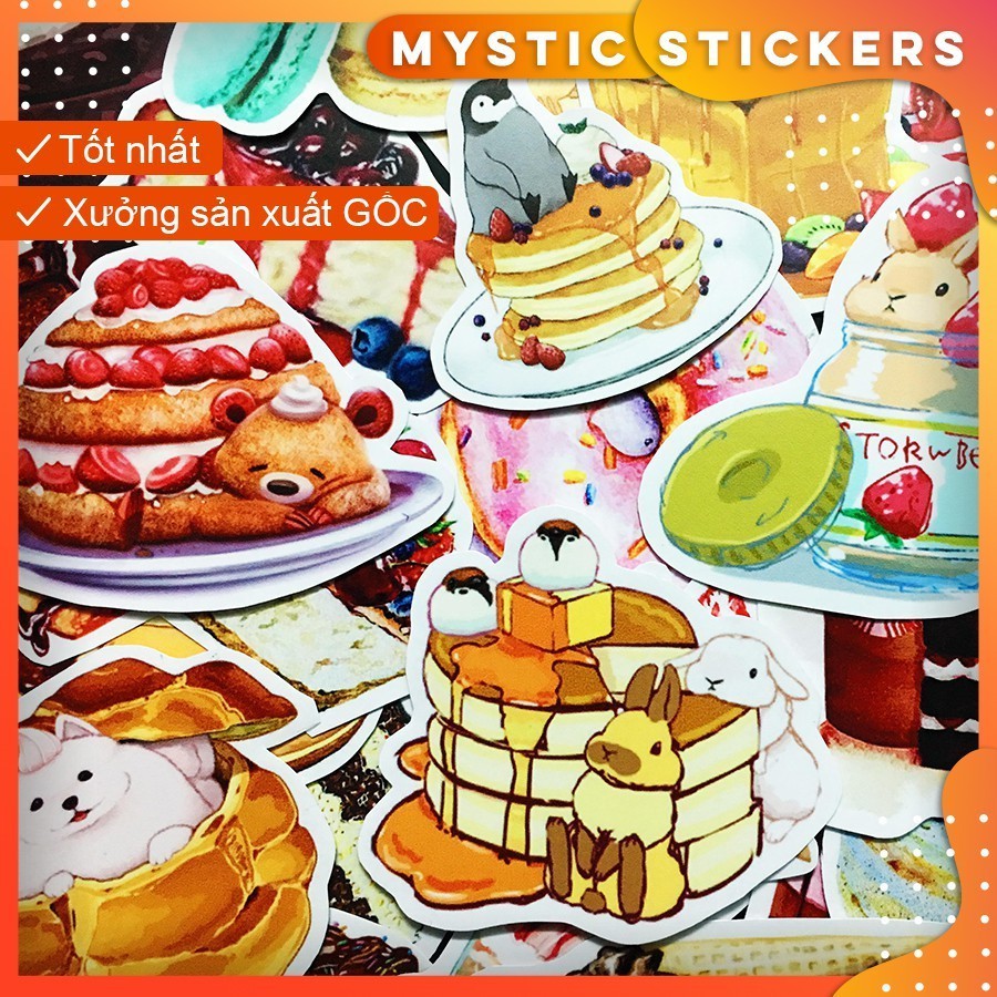 [SET MIX CHỦ ĐỀ FOODIE] 300  sticker mix chủ đề đồ ăn, đồ uống, tráng miệng, snack...