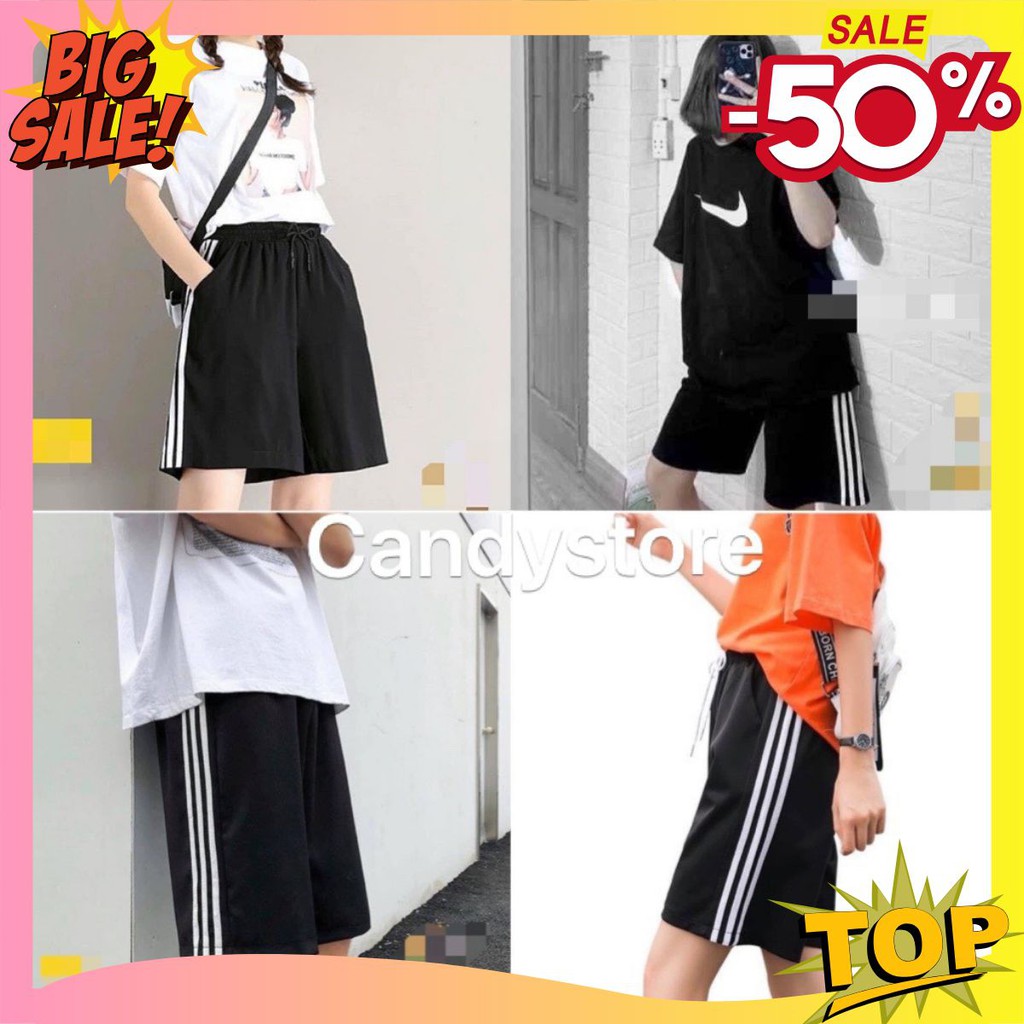 Quần 🦋 đùi kẻ sọc nam và nữ dáng suông ống rộng chất vải cotton lên form đẹp mix kèm áo thun khoác hay sơ mi áo kiểu