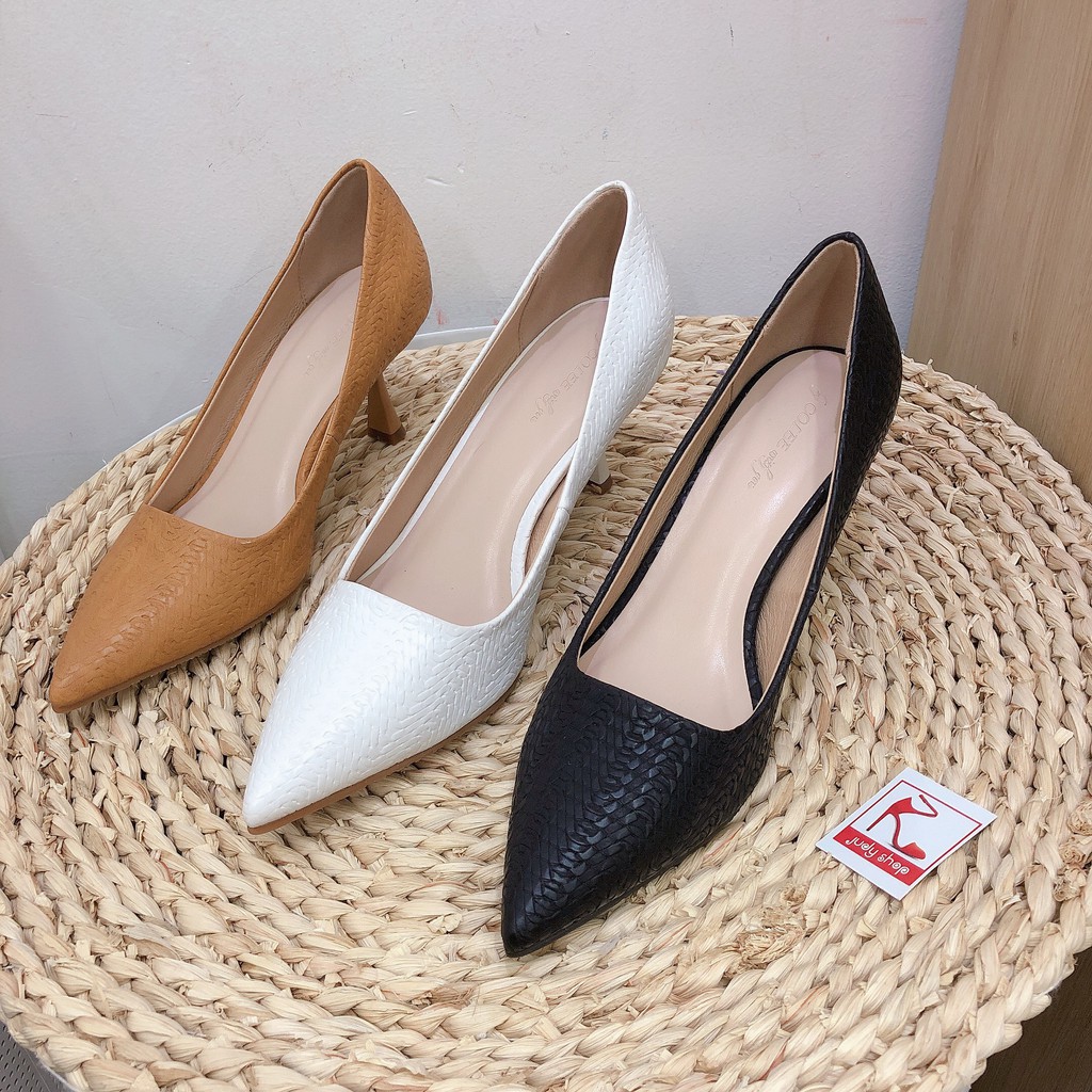 GIÀY CAO GÓT COLEE MŨI NHỌN DA VÂN SỌC CAO 6 CM 005137