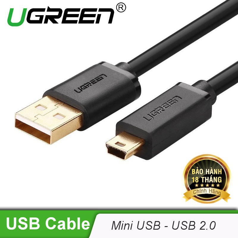 Dây USB 2.0 sang Mini USB mạ vàng  UGREEN US132 - Hàng Chính Hãng