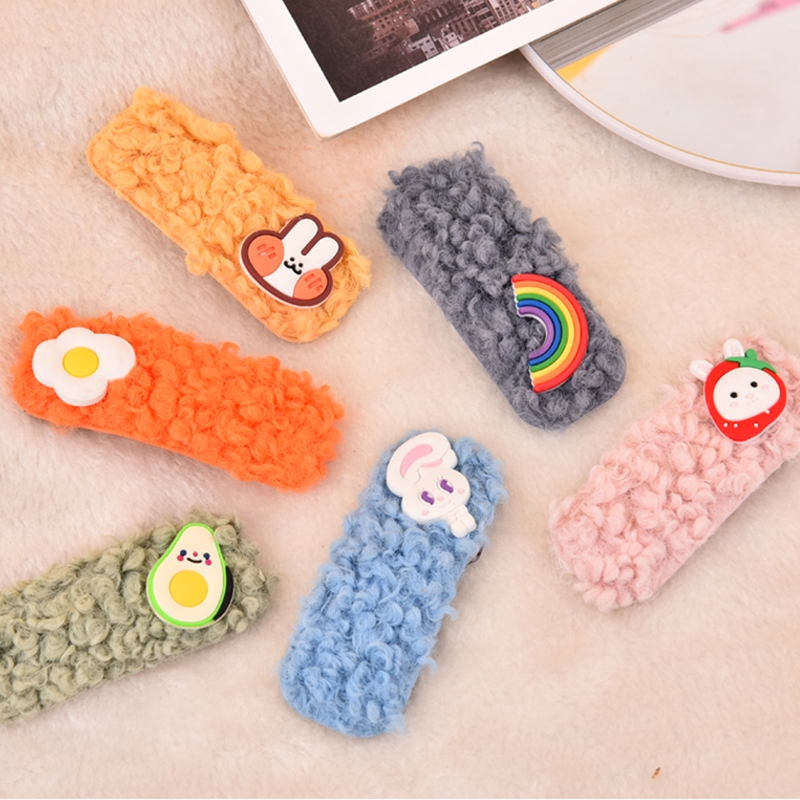 Girls Plush Imitation Lamb Hair Clip Cute Hair Pin Hair Barrette Accessories