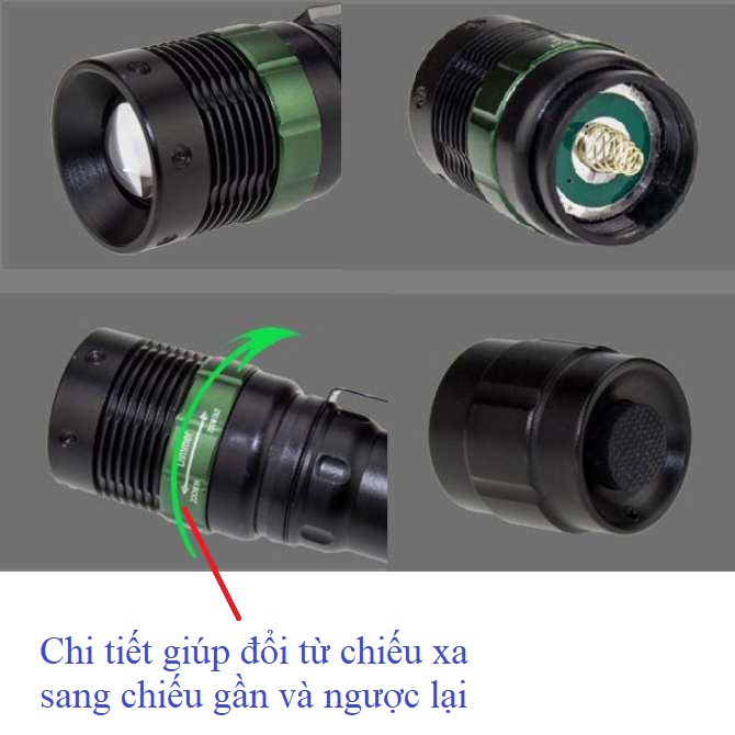 Bộ Đèn Pin Led Siêu Sáng HY-815 + Giá Đỡ Kẹp Trên Xe Đạp, Vỏ Bằng Hợp Kim Nhôm Siêu Bền, Có Thể Soi Ở Gần Hoặc Chiếu Xa