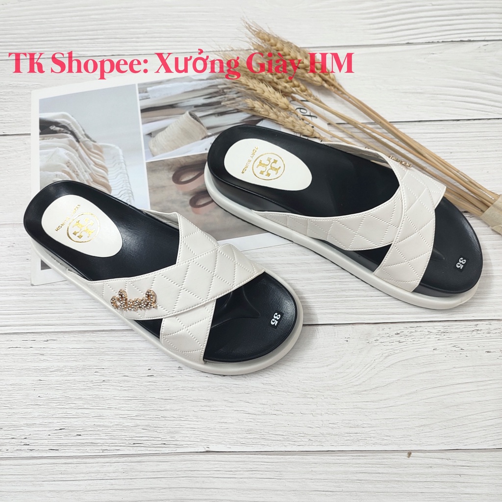 Dép Bánh Mì Nữ Quai Chéo Đính Chữ Chane.l, Hàng Loại 1, Ảnh Video Tự Chụp