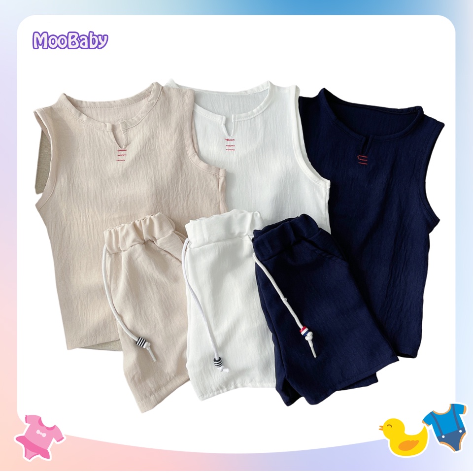 Bộ quần áo ba lỗ sát nách bé trai bé gái, chất đũi cao cấp,thoáng mát cho bé từ 6-19kg