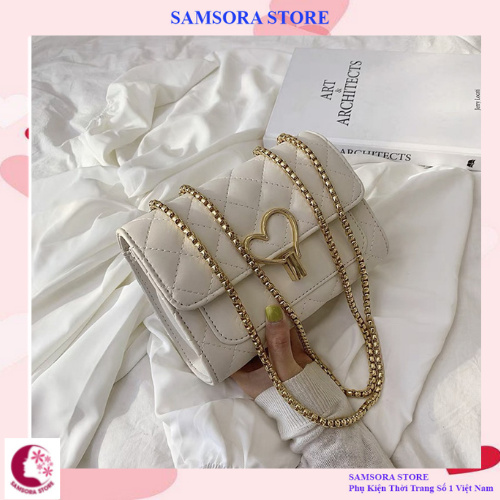 Túi xách nữ  cao cấp đeo chéo phong cách hàn quốc kết hợp khóa tim sang chảnh Samsora store TDC2110