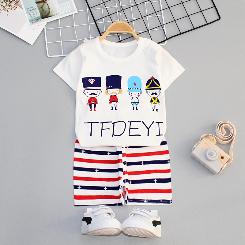Bộ cotton cộc tay xuất Hàn cho bé trai/gái