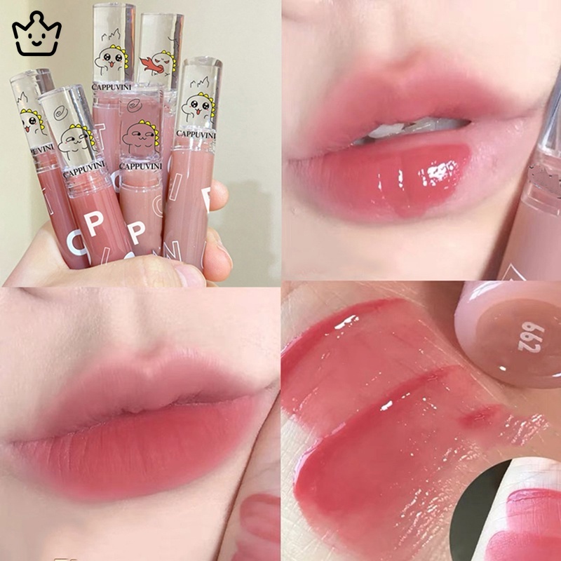 Son Môi CAPPUVINI Dạng Lỏng Mềm Mịn Nhẹ Chống Thấm Nước Hình Khủng Long Hoạt Hình Dễ Thương JP6
