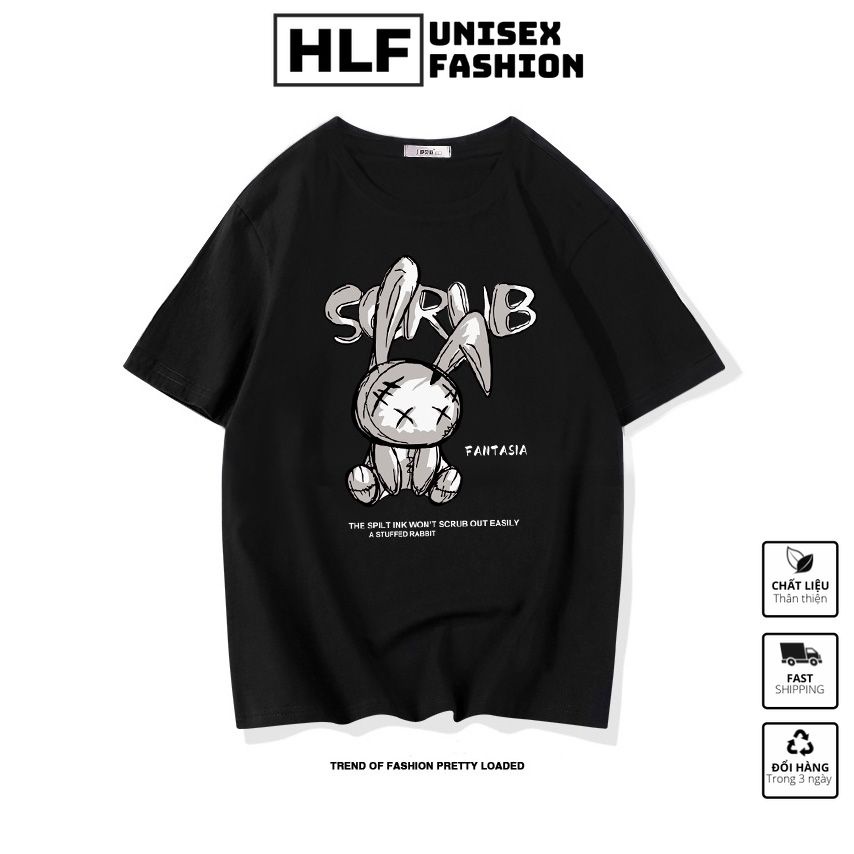 Áo phông nữ nam Unisex form rộng thỏ sorub, áo thun tay lỡ HLFashion