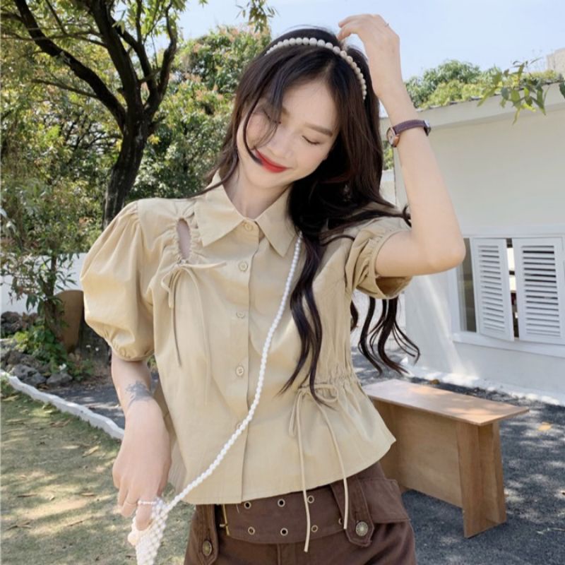 ÁO SƠ MI KIỂU DÁNG CROPTOP HÀNG QUẢNG CHÂU