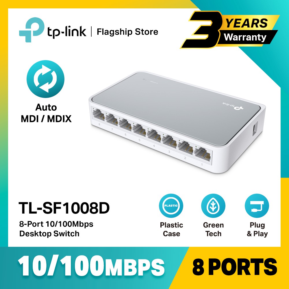 TP-LINK - Bộ Chia Tín Hiệu mạng 8 cổng 10/100Mbps TL-SF1008D - Switch - Hub [Chính Hãng] Bảo hành 2 Năm