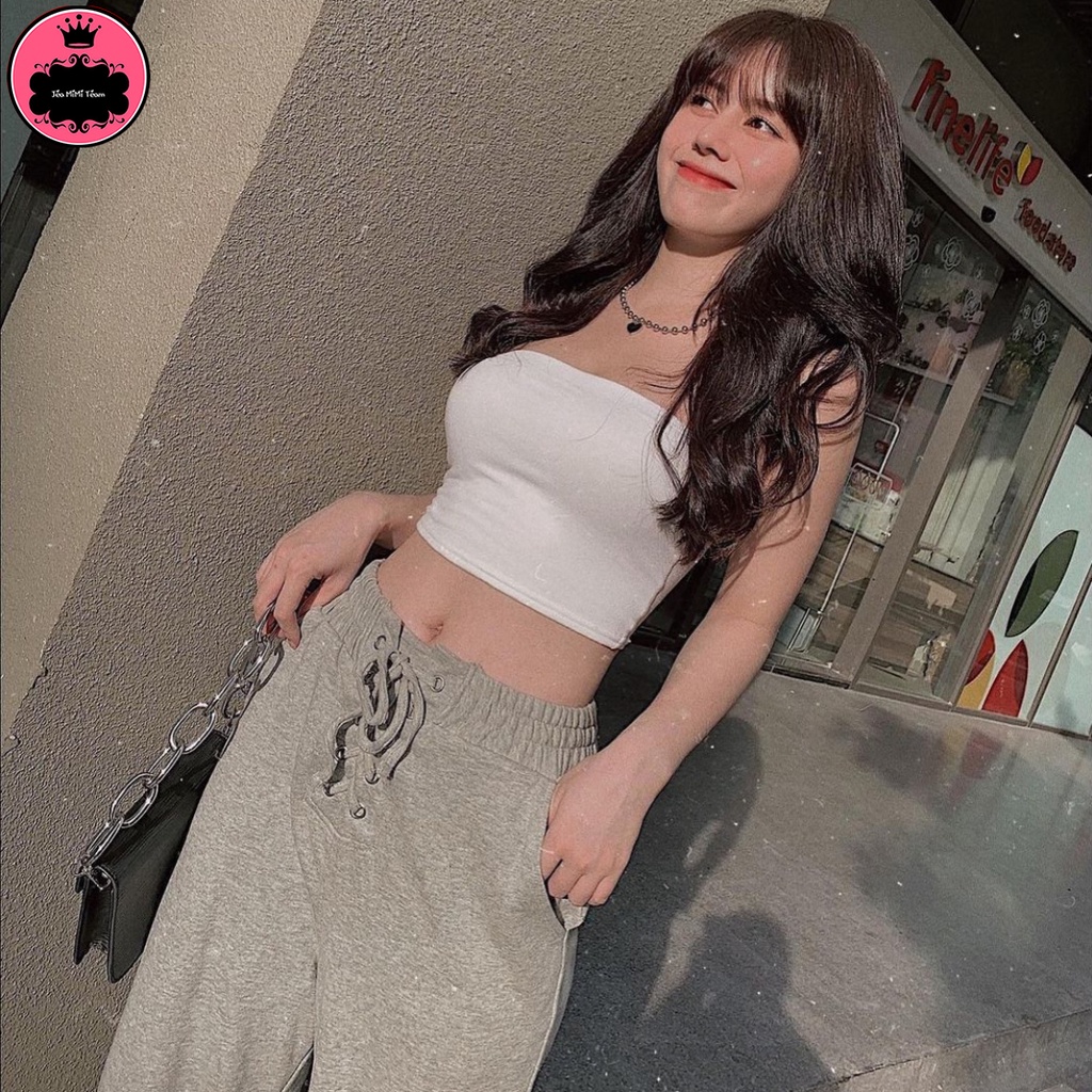 Áo Croptop Không Dây Không Tay Ôm Dáng Màu Trắng Đen Freesize Dưới 55kg "ÁO QUÂY" | BigBuy360 - bigbuy360.vn