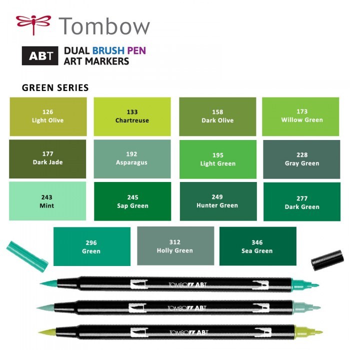 TONE XANH LÁ - BÚT CỌ TOMBOW ABT DUAL BRUSH PENS