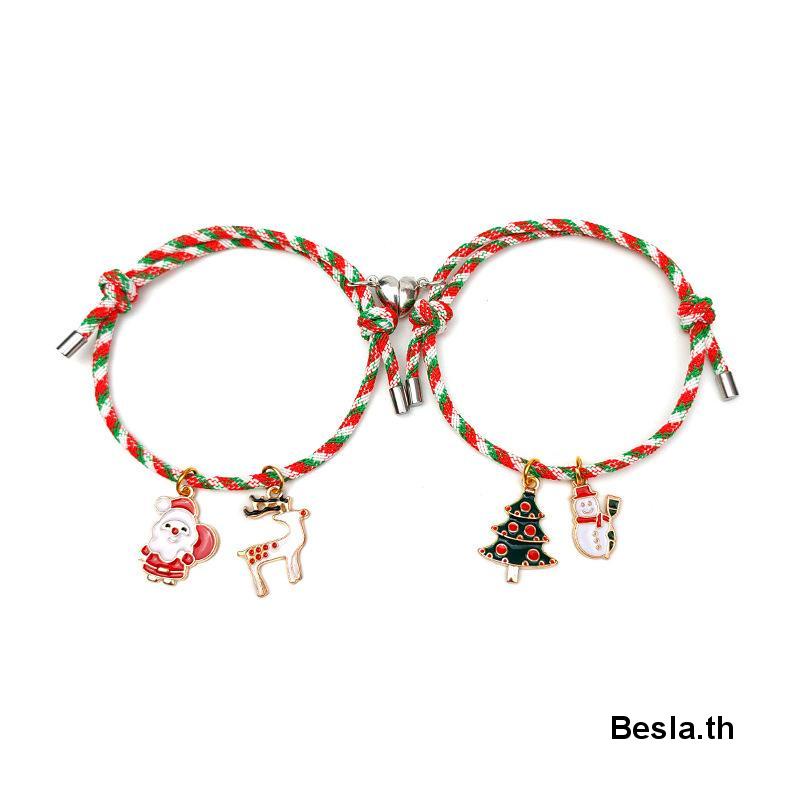 ✨✨Vòng Tay Giáng Sinh Nam Châm Hình Ông Già Noel Trái Tim Cho Bạn Gái