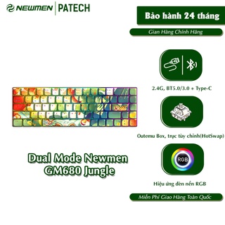 Bàn phím cơ không dây Dual Mode Newmen GM680 (Ngoạ Hổ Tàng Long),Layout 68 phím Hotswap,đa chế độ kết nối-PC/Laptop/ĐT