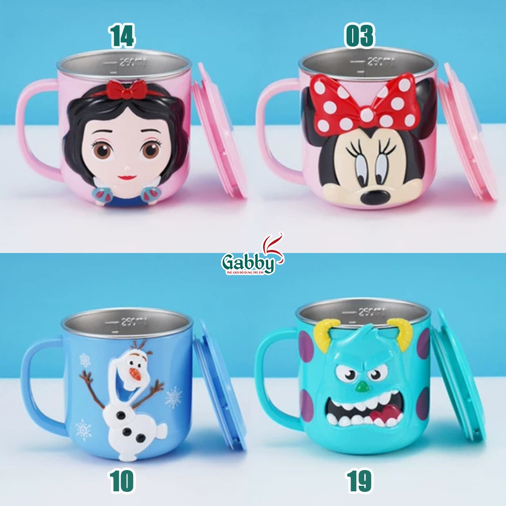 Ly Nước Giữ Nhiệt 3D Hoạt Hình Đáng Yêu Cho Bé 260ml (Mickey/ Minnie/ Elsa/ Spiderman/ Anna/ McQueen/ Mike/ Sulley)
