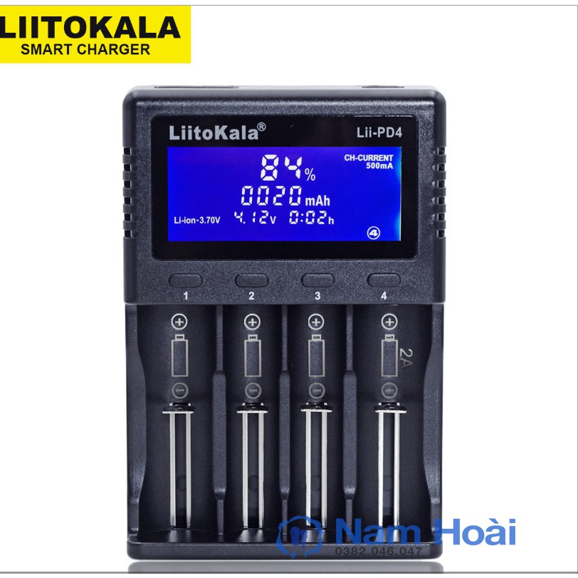 Bộ Sạc LiitoKala Lii-PD4, sạc thông minh và đo dung lượng pin 18650 26650 21700