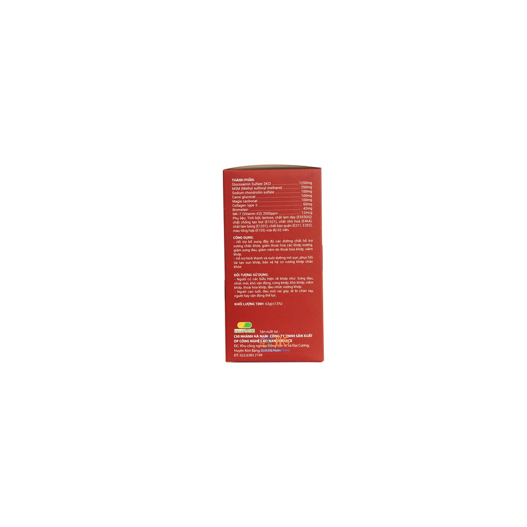 Best Care Glu 1500 Bổ sung dưỡng chất cho xương khớp Giảm thoái hóa xương khớp Giảm sưng đau Viêm khớp Lọ 60 Viên