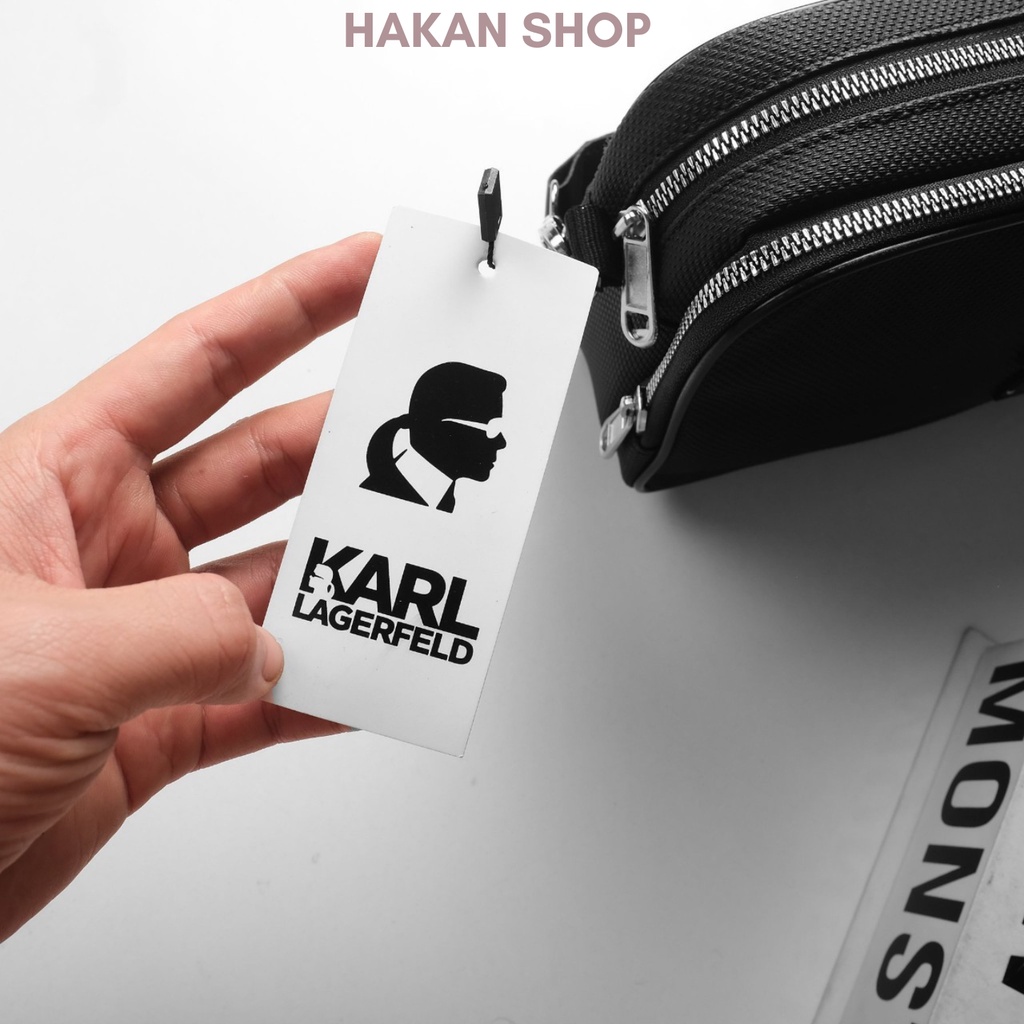 Túi Đeo Chéo Nam Nữ KARL LAGERFIELD 2022 Chất Liệu Da Si Cao Cấp Chống Nước 100%, Size 25cm*15cm*6.5cm