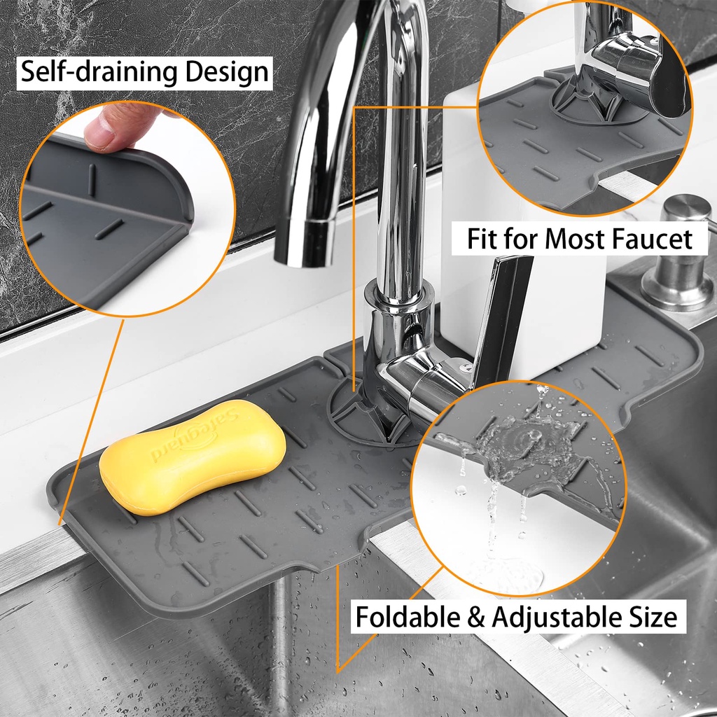 A-LIFE Thảm Silicone Gắn Vòi Nước Bồn Rửa Chén Chống Văng Nước