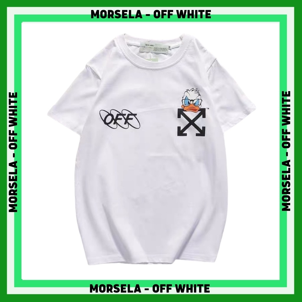Áo thun tay lỡ form rộng OFF WHITE in hình Donald và Micky - Áo phông ovesize chuẩn form unisex - MORSELA
