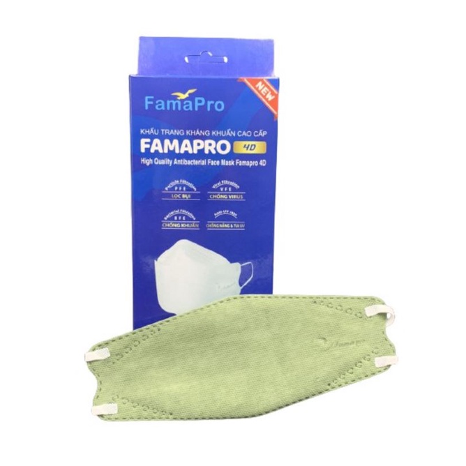 Combo 10c Khẩu trang 4D y tế cao cấp kháng khuẩn 3 lớp Famapro