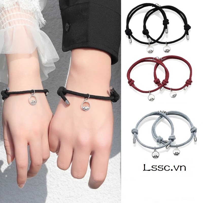 Cặp Vòng tay đôi mặt hình núi biển chuông nam châm hút nhau thiết kế độc đáo dành cho các cặp đôi tình nhân quà tặng tình yêu
