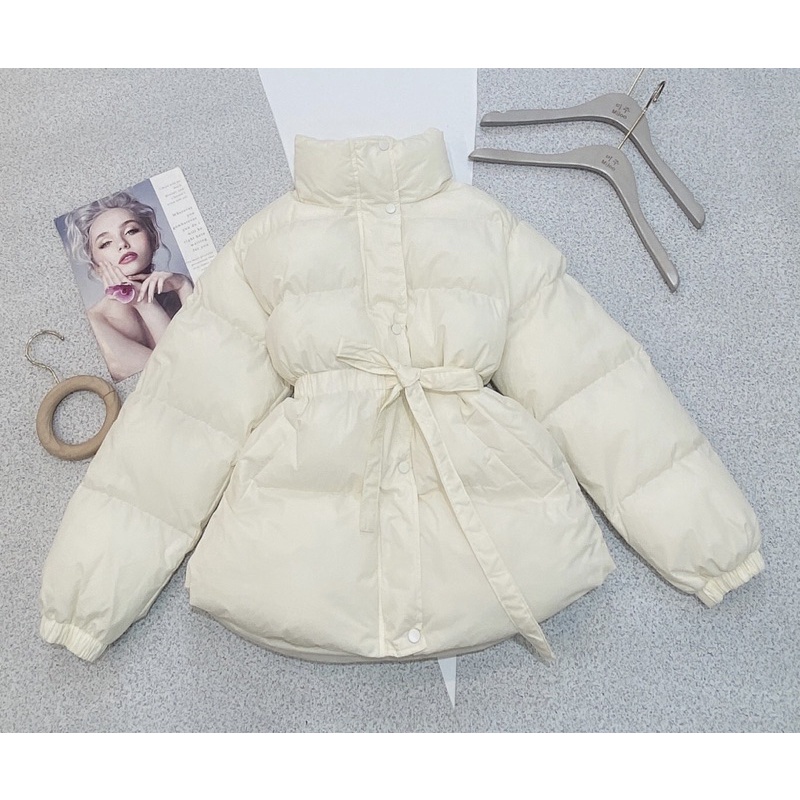 Áo phao siêu nhẹ thắt eo phong cách Hàn Quốc MIJOO