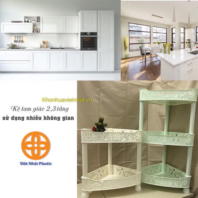 Kệ góc hoa tam giác 2 tầng, 3 tầng Việt Nhật –Kệ để đồ phòng tắm, nhà bếp đa năng (MS:5525)