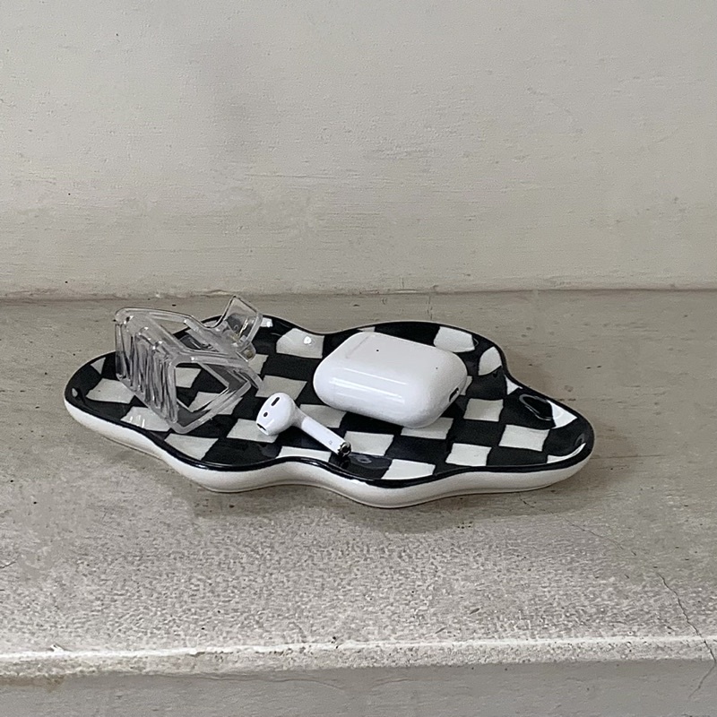 Khay sứ/Đĩa sứ CHECKERED TRAY - Khay trang trí đĩa sứ kẻ caro