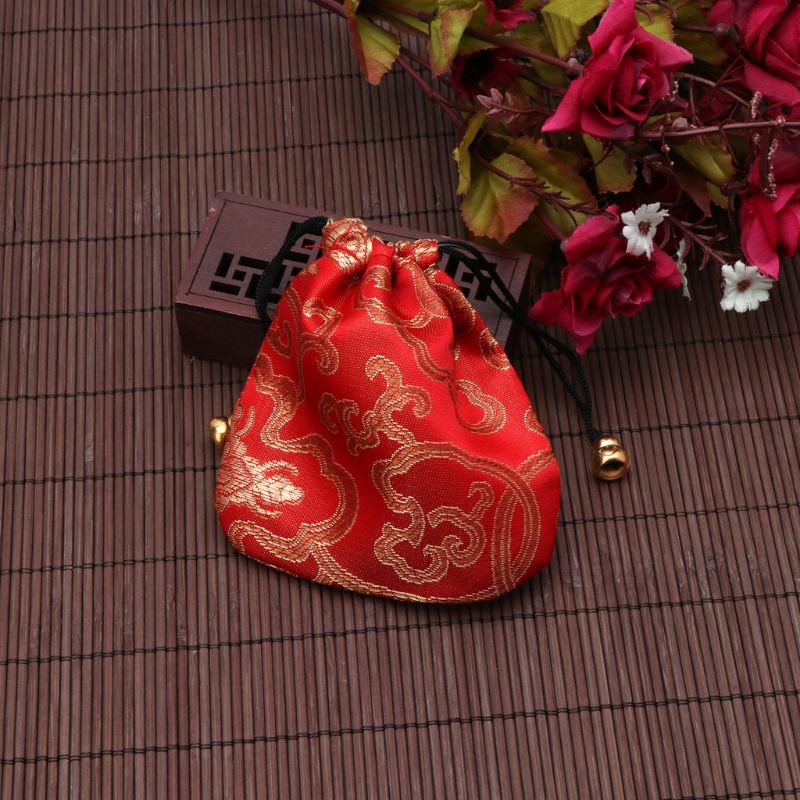 Túi đựng trang sức vải lụa thêu họa tiết phong cách Trung Hoa truyền thống