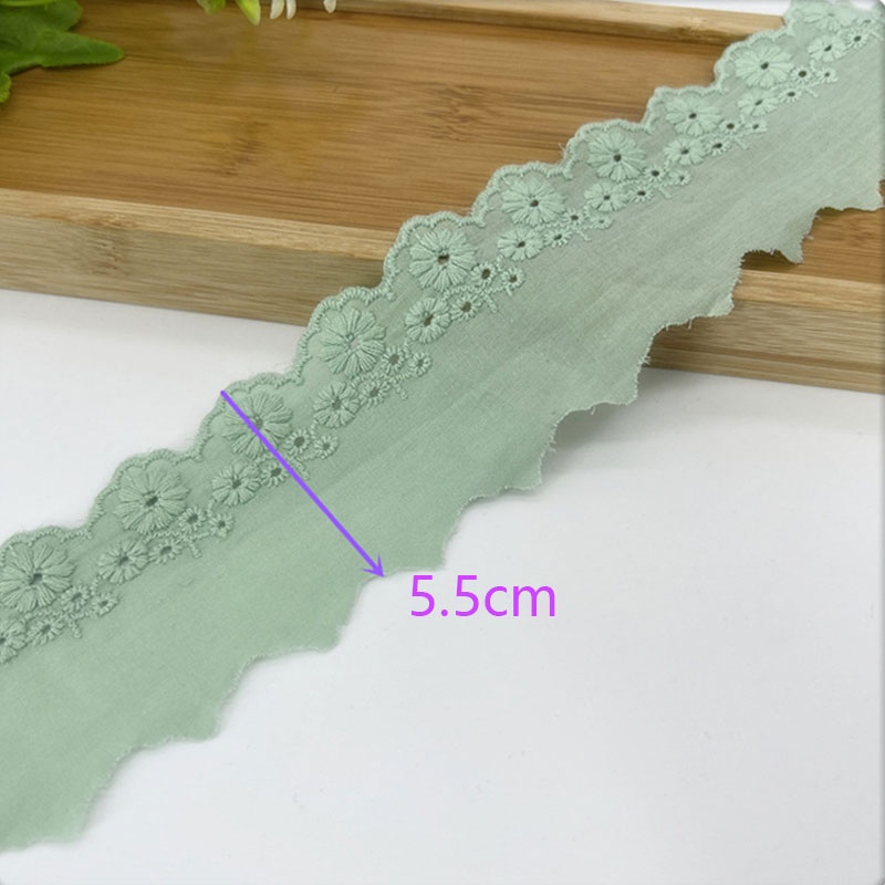 Dải Dây Ren Cotton 5.5cm Thêu Hoa Hồng Màu Sắc Đa Dạng Trang Trí Thủ Công 1 Yard  trang trí ren